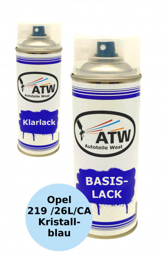 Autolack für Opel 219 / 26L/CA Kristallblau+400ml Klarlack Set